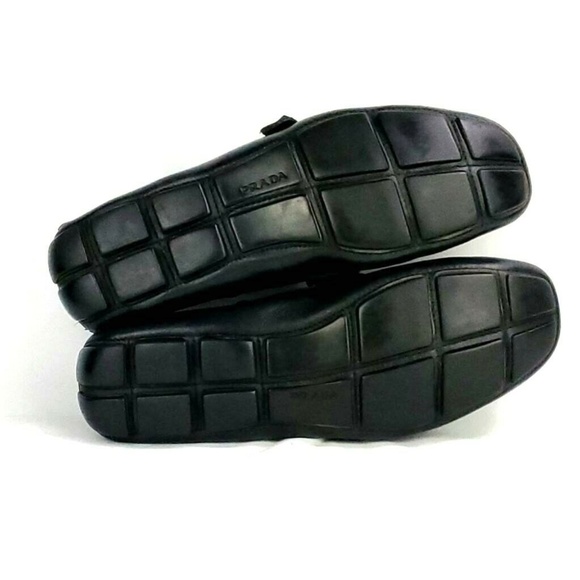 PRADA Mens Loafers Slip On Shoes Black Drivers